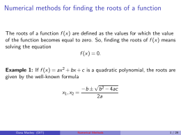 Numerical methods for finding the roots of a function