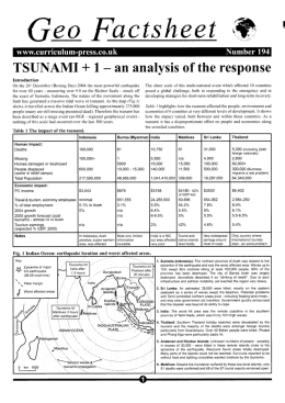 TSUNAMI + I - an analysis of the response