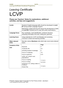 LCVP Topic - Language for the entire course