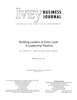Building Leaders at Every Level A Leadership Pipeline