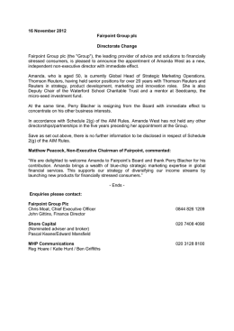 16 November 2012 Fairpoint Group plc Directorate Change