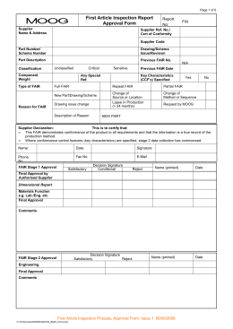 First article inspection report: Approval form