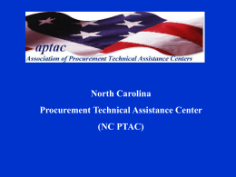 North Carolina Procurement Technical Assistance Center (NC PTAC)