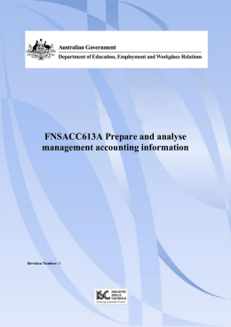 FNSACC613A Prepare and analyse management accounting