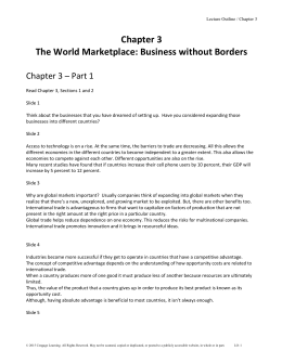 Chapter 3 The World Marketplace: Business without Borders