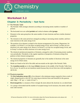 Worksheet 3.2 Chapter 3: Periodicity – fast facts