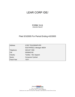 LEAR CORP /DE - Lear Corporation