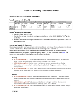 Grade 8 TCAP Writing Assessment Summary
