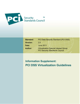 Virtualization Guidelines - PCI Security Standards Council