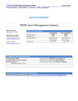 RATING REPORT PICIC Asset Management Limited