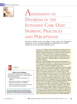 Assessment of Delirium in the Intensive Care Unit