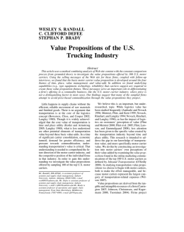 Value Propositions of the U.S. Trucking Industry