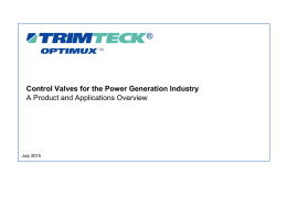 Control Valves for the Power Generation Industry A Product and