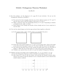 MA241: Pythagorean Theorem Worksheet 11/25/14
