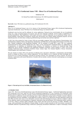IEA Geothermal Annex VIII – Direct Use of Geothermal Energy