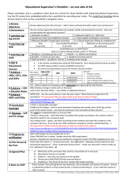 Ed Supervisor Checklist Brief - Bradford