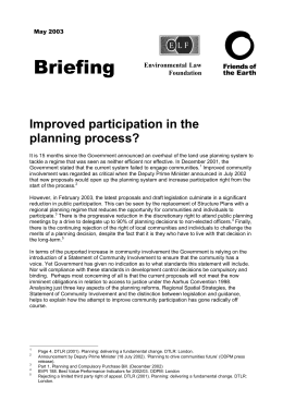 Improving public participation in the planning