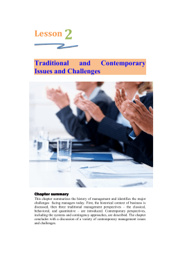 ch 2 - Traditional and Contemporary Issues and Challenges