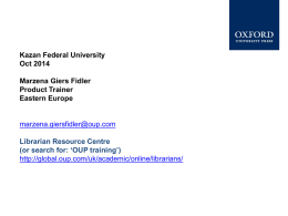 Kazan Federal University Oct 2014 Marzena Giers Fidler Product