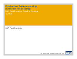 Production Subcontracting (External Processing)