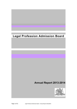 Annual Report - Legal Profession Admission Board