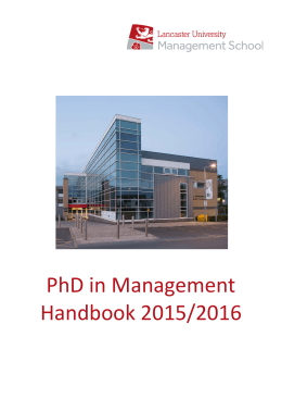 PhD in Management Handbook 2015/2016
