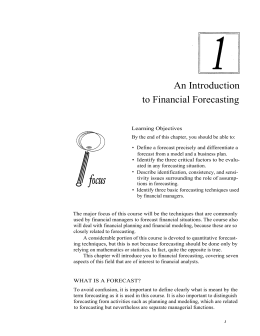 Chapter 1 - An Introduction to Financial Forecasting