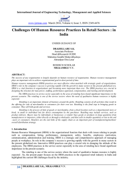Challenges Of Human Resource Practices In Retail Sectors : in India