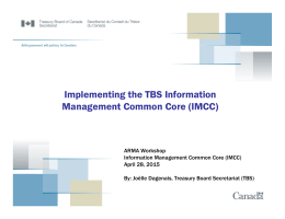 Implementing the TBS Information Management