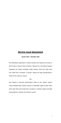 Service Level Agreement - Institute of Business Administration
