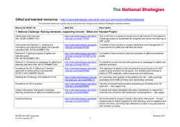 Gifted and talented resources – http://nationalstrategies.standards