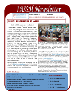March 2009 Vol 1, No 4 - IASSH-Indian Association for Social