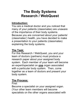The Body Systems Research / WebQuest
