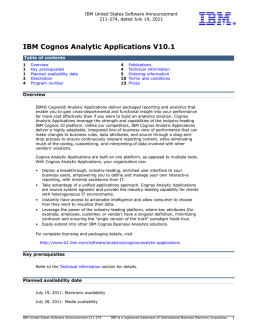 IBM Cognos Analytic Applications V10.1