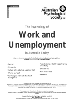 The Psychology Of Work And Unemployment