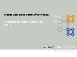 Maximizing Sales Force Effectiveness: Six Levers To Capture