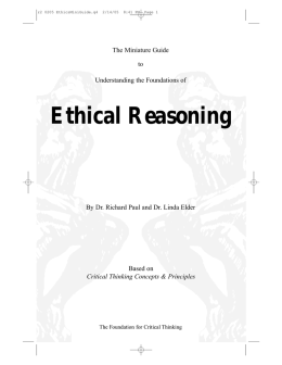 Ethical Reasoning - Foundation for Critical Thinking