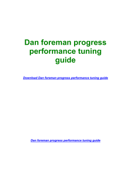 Dan foreman progress performance tuning guide