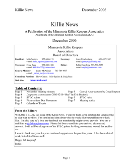 December 2006 - Minnesota Killie Keepers Association