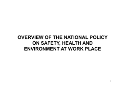 OVERVIEW OF THE NATIONAL POLICY ON SAFETY, HEALTH