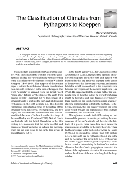 The Classification of Climates from Pythagoras to Koeppen