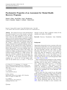 Psychometric Properties of an Assessment for Mental Health