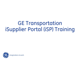 GE Transportation iSupplier Portal (iSP) Training