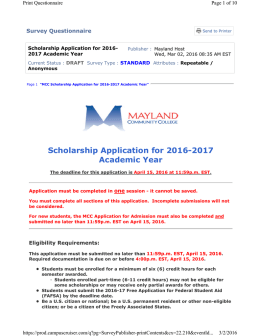 Scholarship Application for 2016-2017 Academic Year