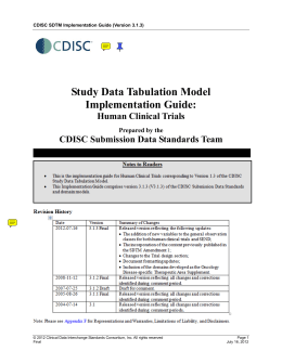 SDTM standard implementation guide