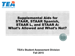 Supplemental Aids for STAAR - Texas Education Agency