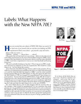 Labels: What Happens with the New NFPA 70E?