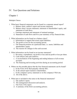 IV. Test Questions and Solutions Chapter 1