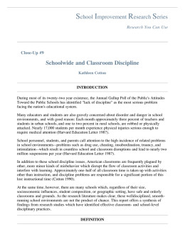 Schoolwide and Classroom Discipline