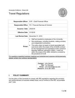 Travel Regulations - UC Policies